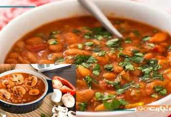 طرز تهیه خوراک لوبیا چیتی با قارچ خوشمزه و ساده برای 4 نفر