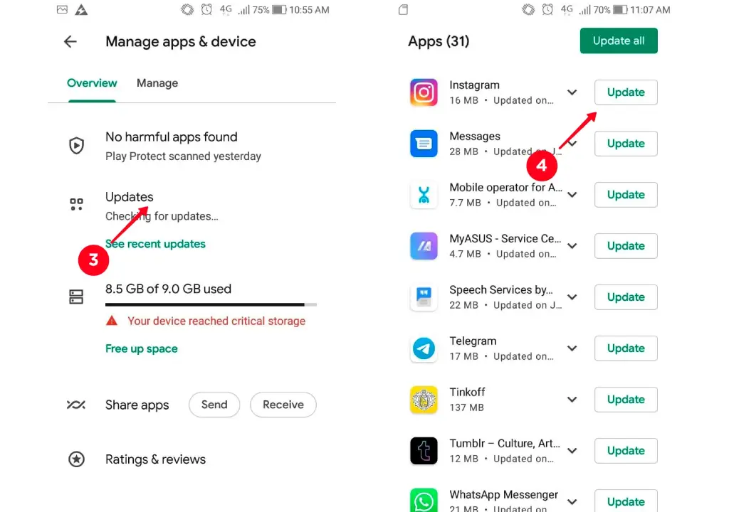 به روزرسانی اینستاگرام