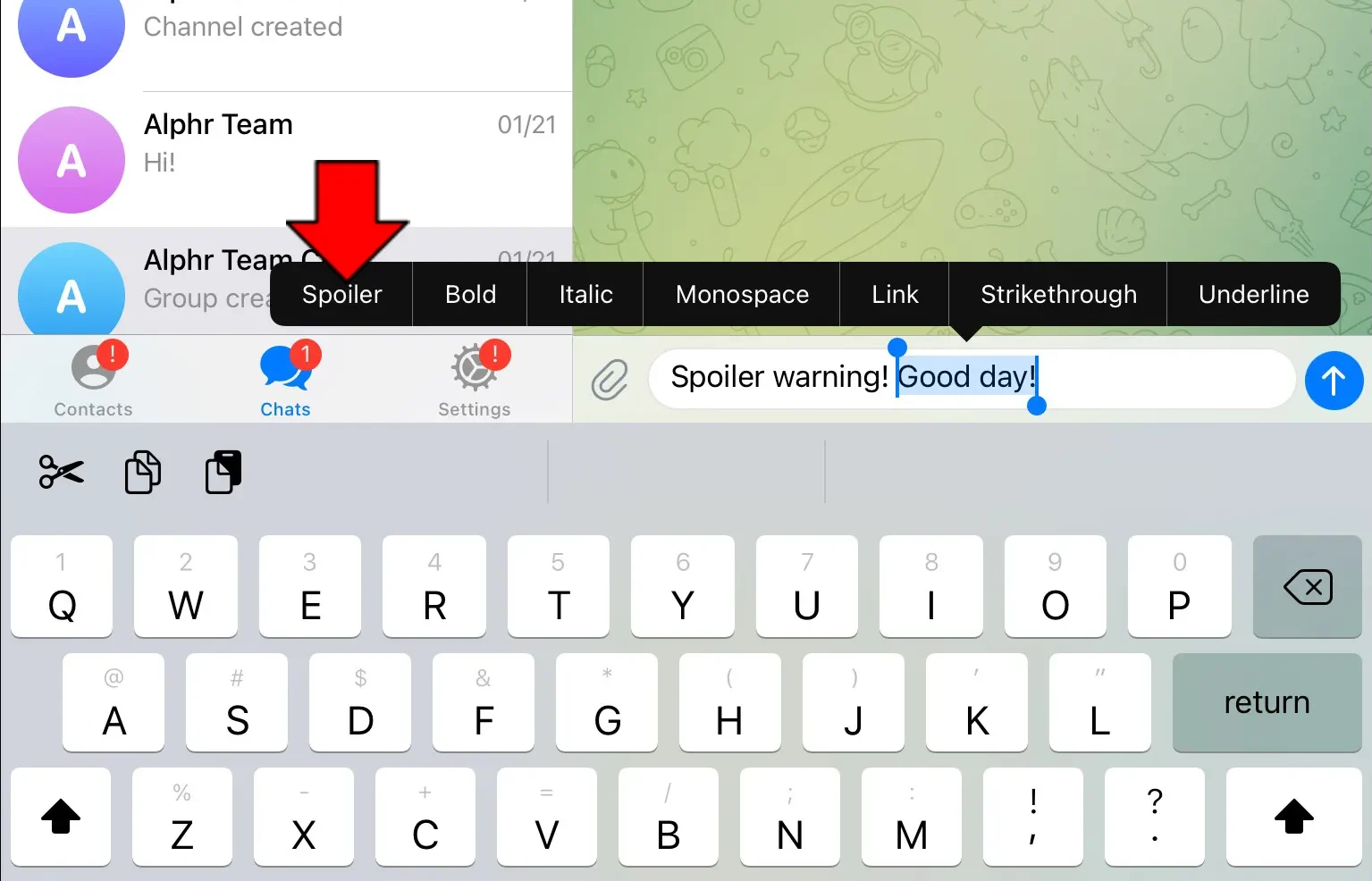 اسپویلر تلگرام