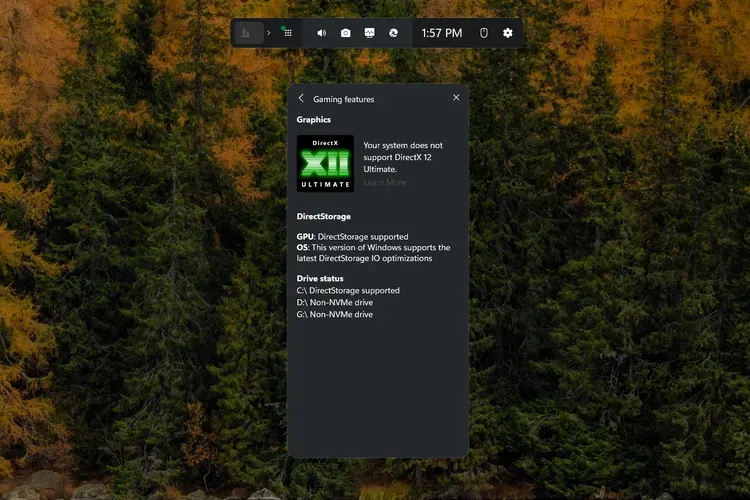 به دنبال پیام‌های «سیستم شما از DirectX 12 Ultimate پشتیبانی می‌کند و از DirectStorage پشتیبانی می‌کند» باشید. اگر هر دو پیام را مشاهده کردید، رایانه شما از DirectStorage پشتیبانی می‌کند.