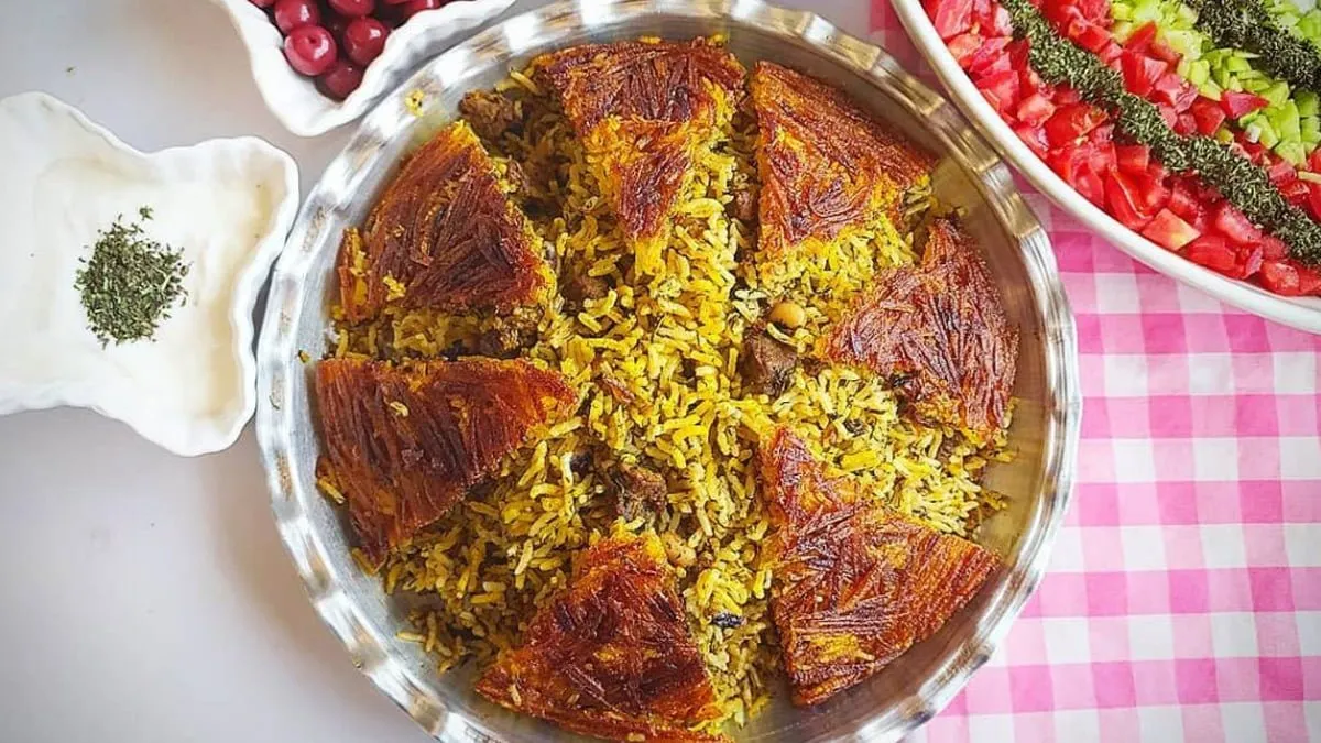لوبیا چشم بلبلی پلو