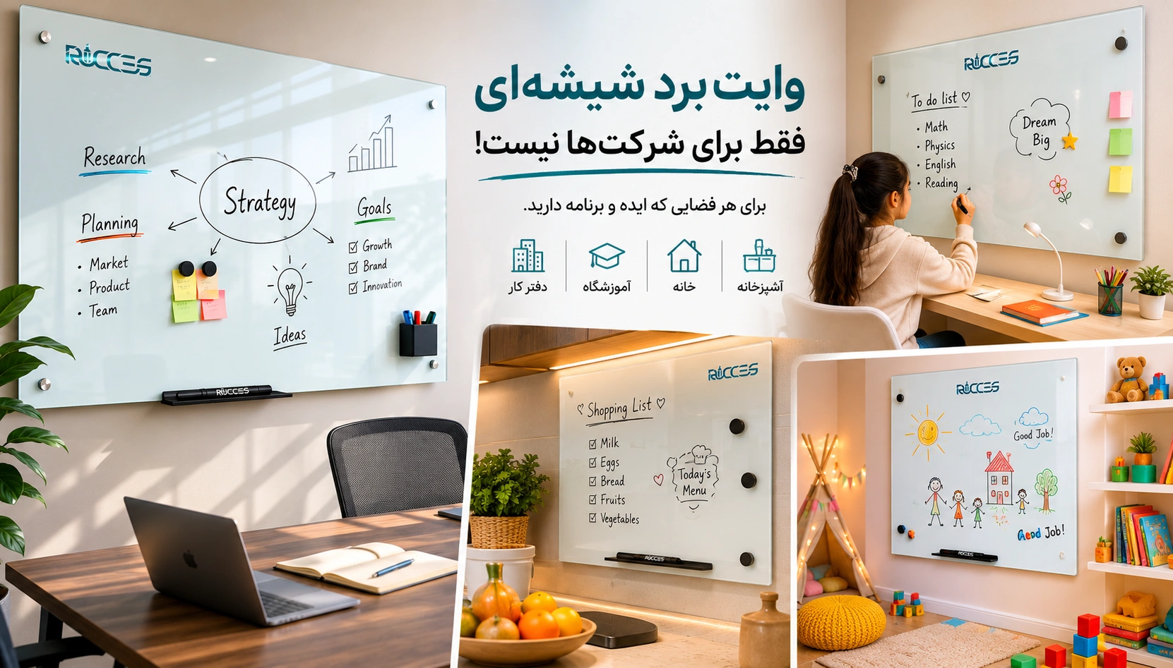 وایت برد شیشه ای