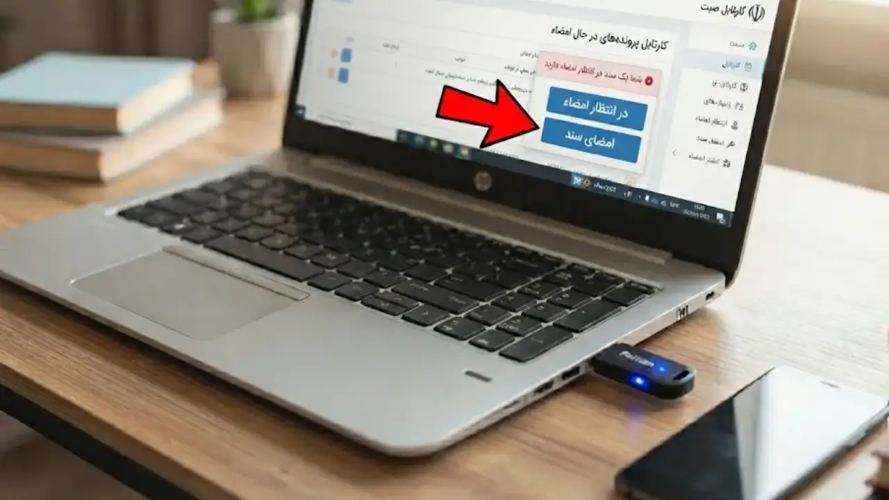 انتخاب دکمه امضای سند