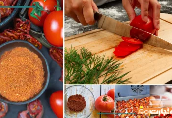 طرز تهیه پودر گوجه با گوجه فرنگی های ارزان با آفتاب، فر، بخاری