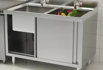طراحی و تولید کابینت استیل در کنار سینک صنعتی