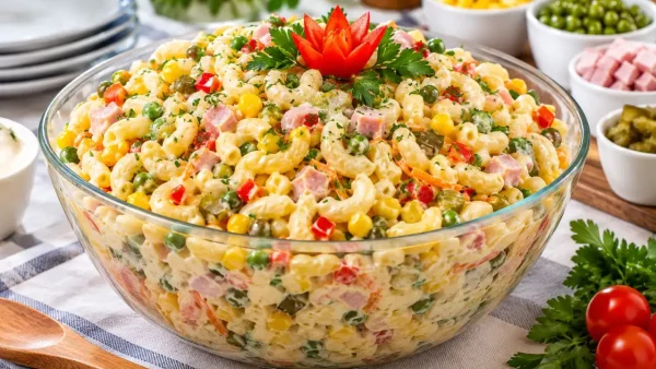 طرز تهیه سالاد ماکارونی مجلسی برای 10 نفر
