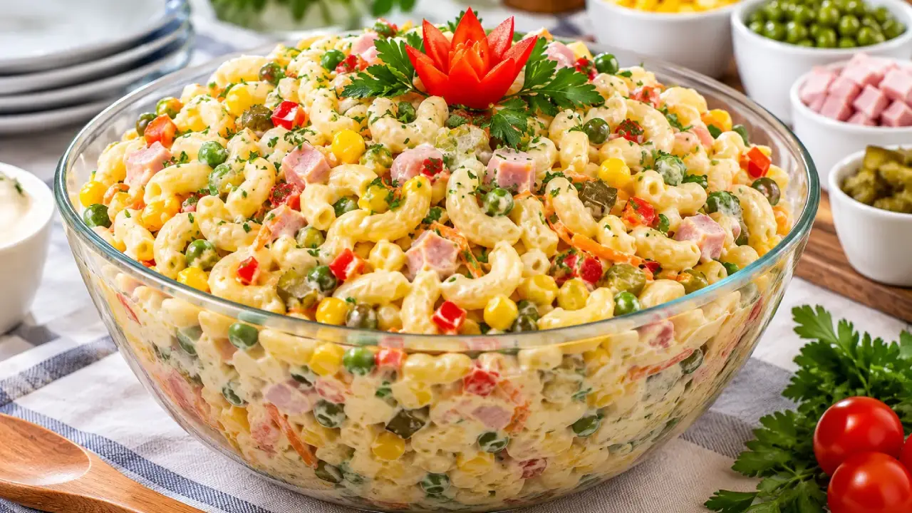 طرز تهیه سالاد ماکارونی مجلسی برای 10 نفر